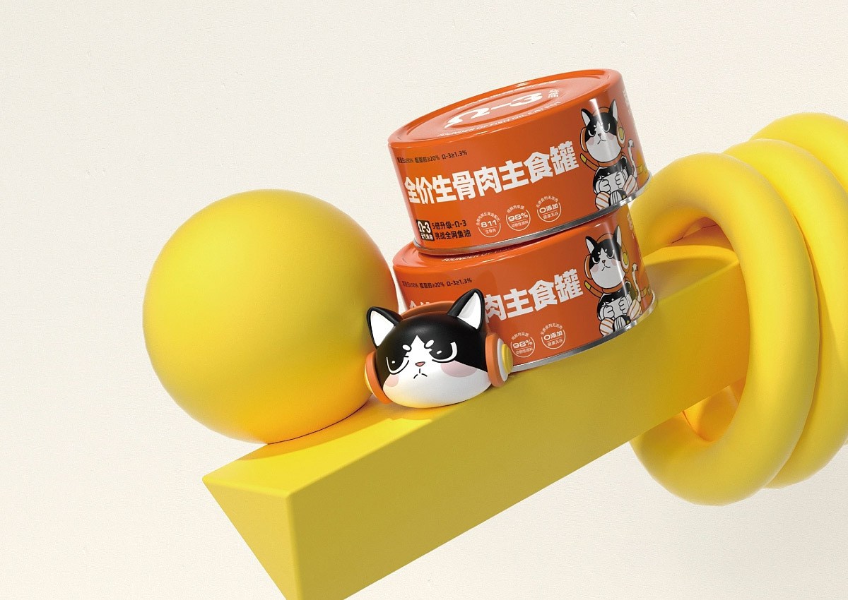 活力橙色！猫粮产品IP设计及包装设计图1