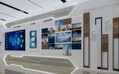 上海建工一建集團企業展廳文化墻設計
