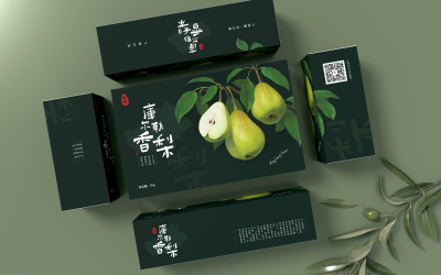 庫爾勒香梨水果插畫包裝禮盒設計