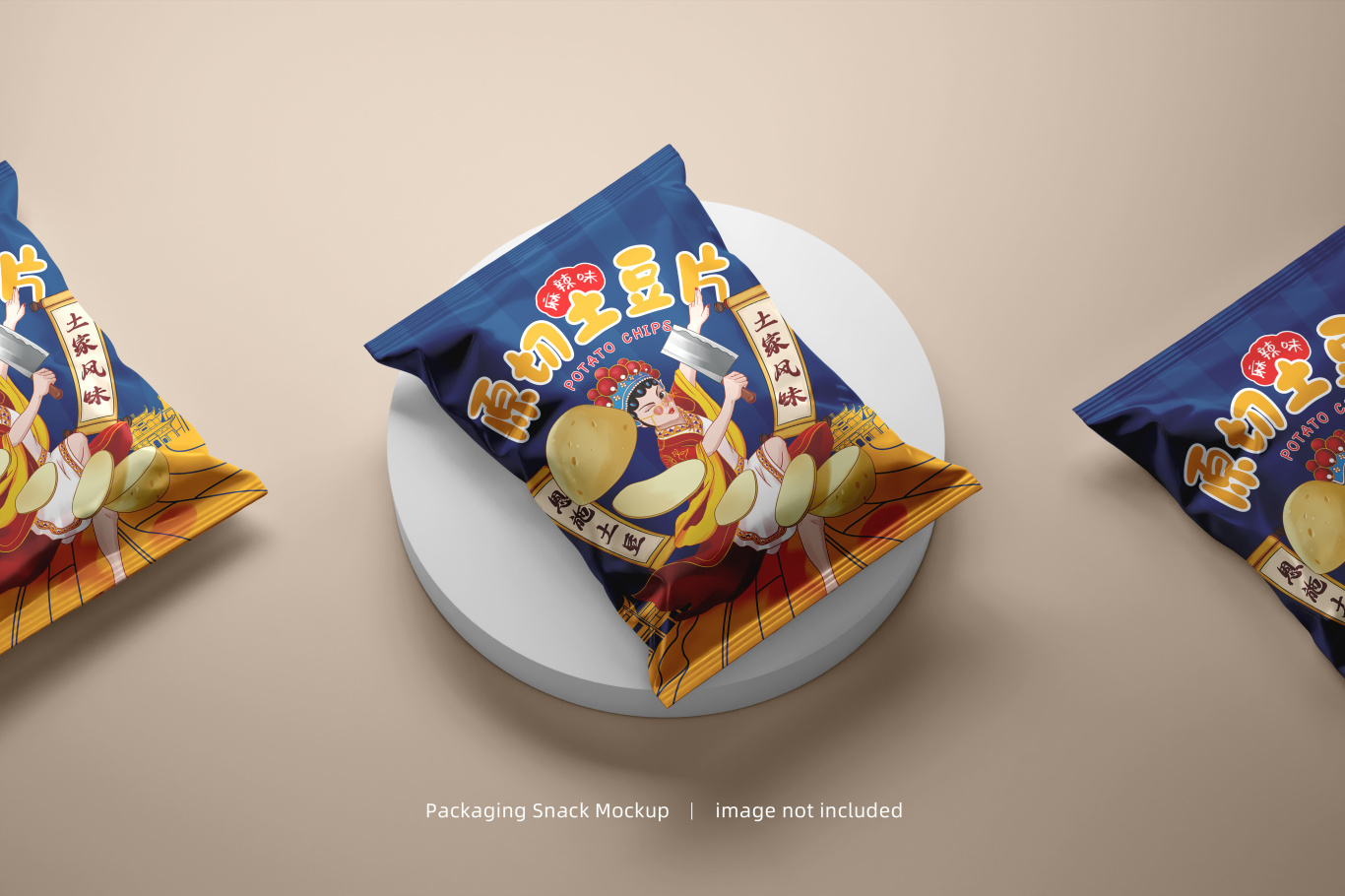 原创手绘薯片零食包装设计国潮风图5