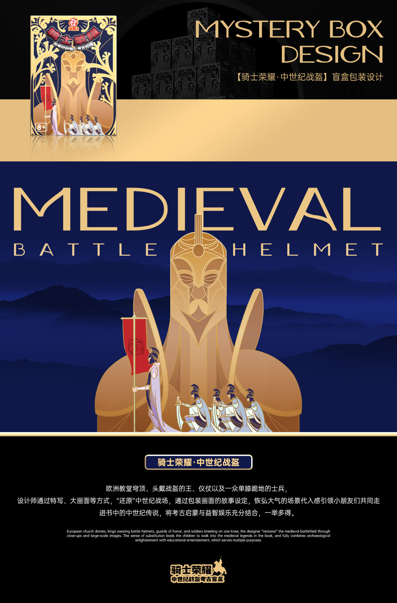 騎士榮耀·中世紀戰盔|盲盒包裝設計圖1
