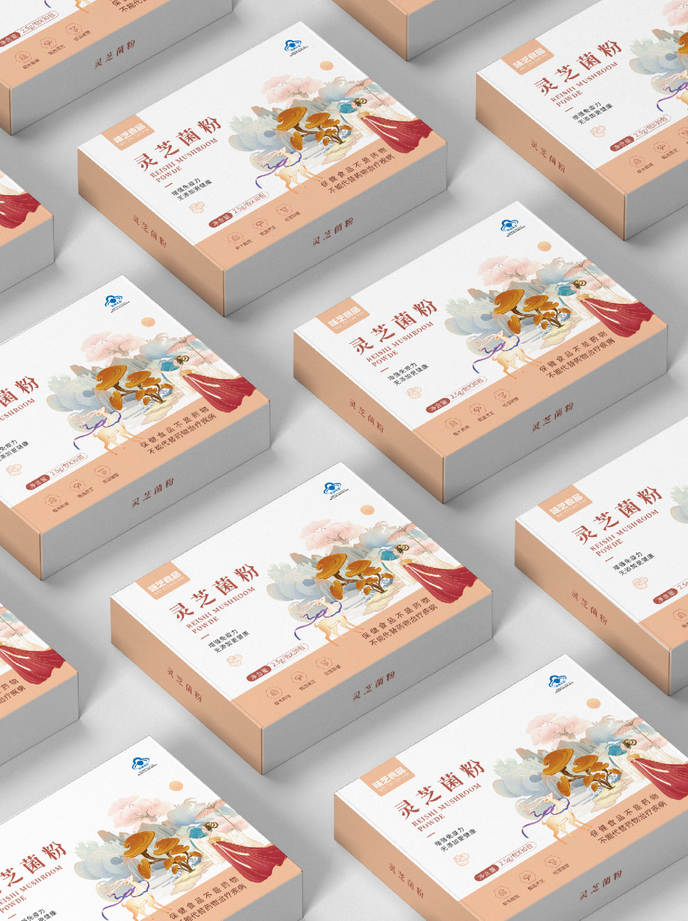 灵芝包装设计-包装设计-食品包装设计-国潮插画包装图5