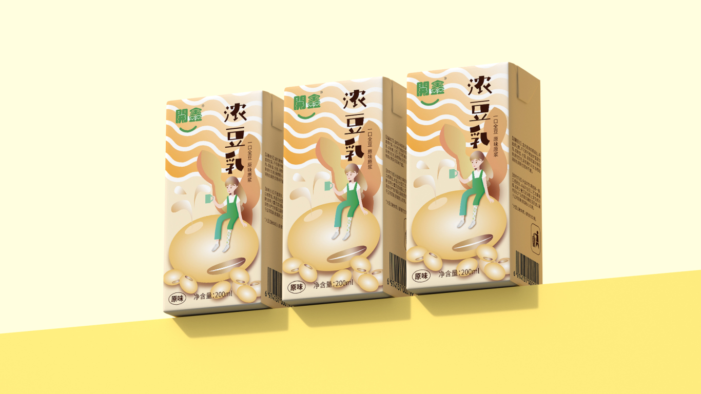 開鑫浓豆乳包装设计丨“豆”想开啦图3