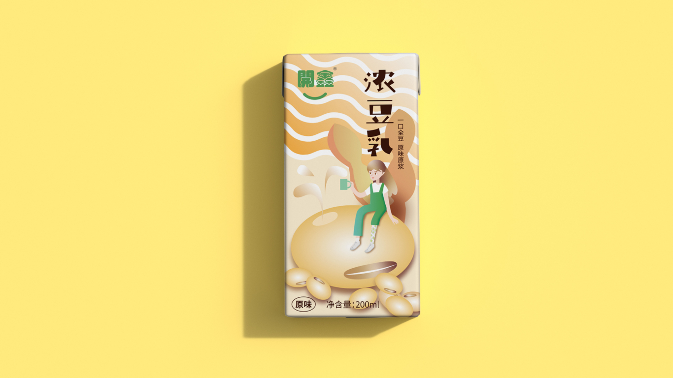 開鑫浓豆乳包装设计丨“豆”想开啦图0