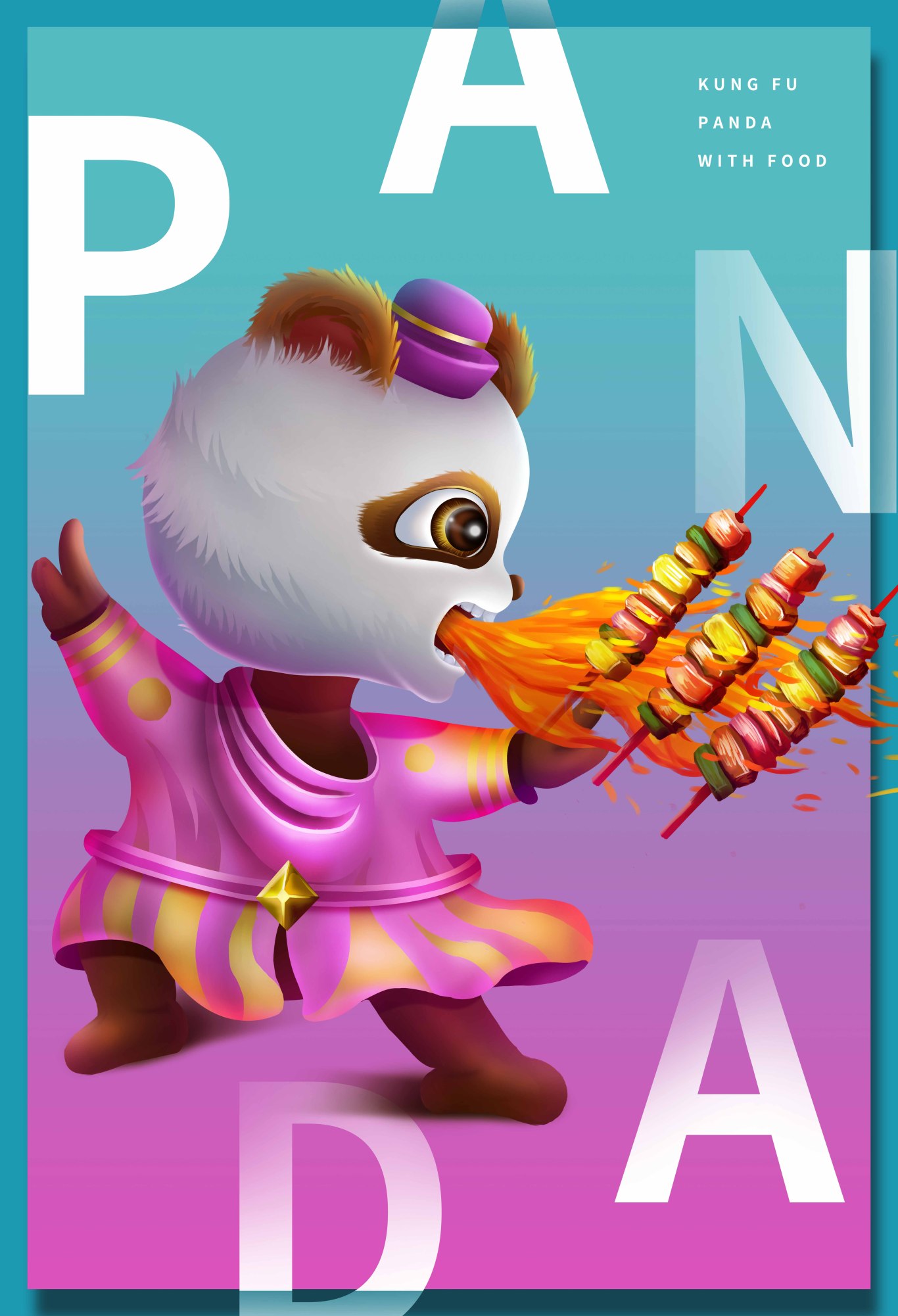一组功夫熊猫与美食IP吉祥物插画图3