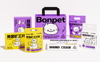 Bonpet X 蹦宠猫砂 C位出道丨趣味猫砂系列包装设计