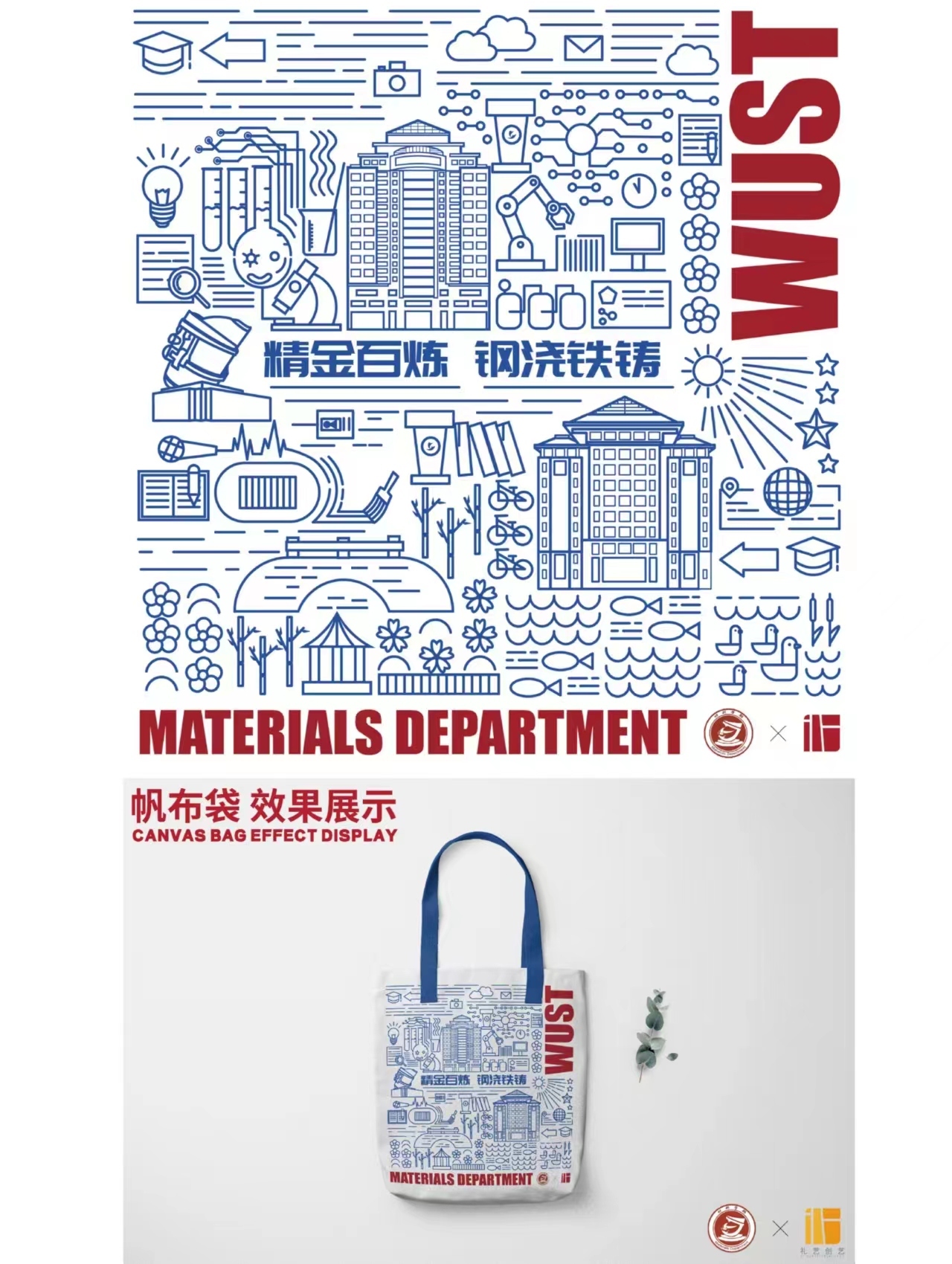 原创设计 | 校园设计 | 武科大2023材料学部迎新物料图1