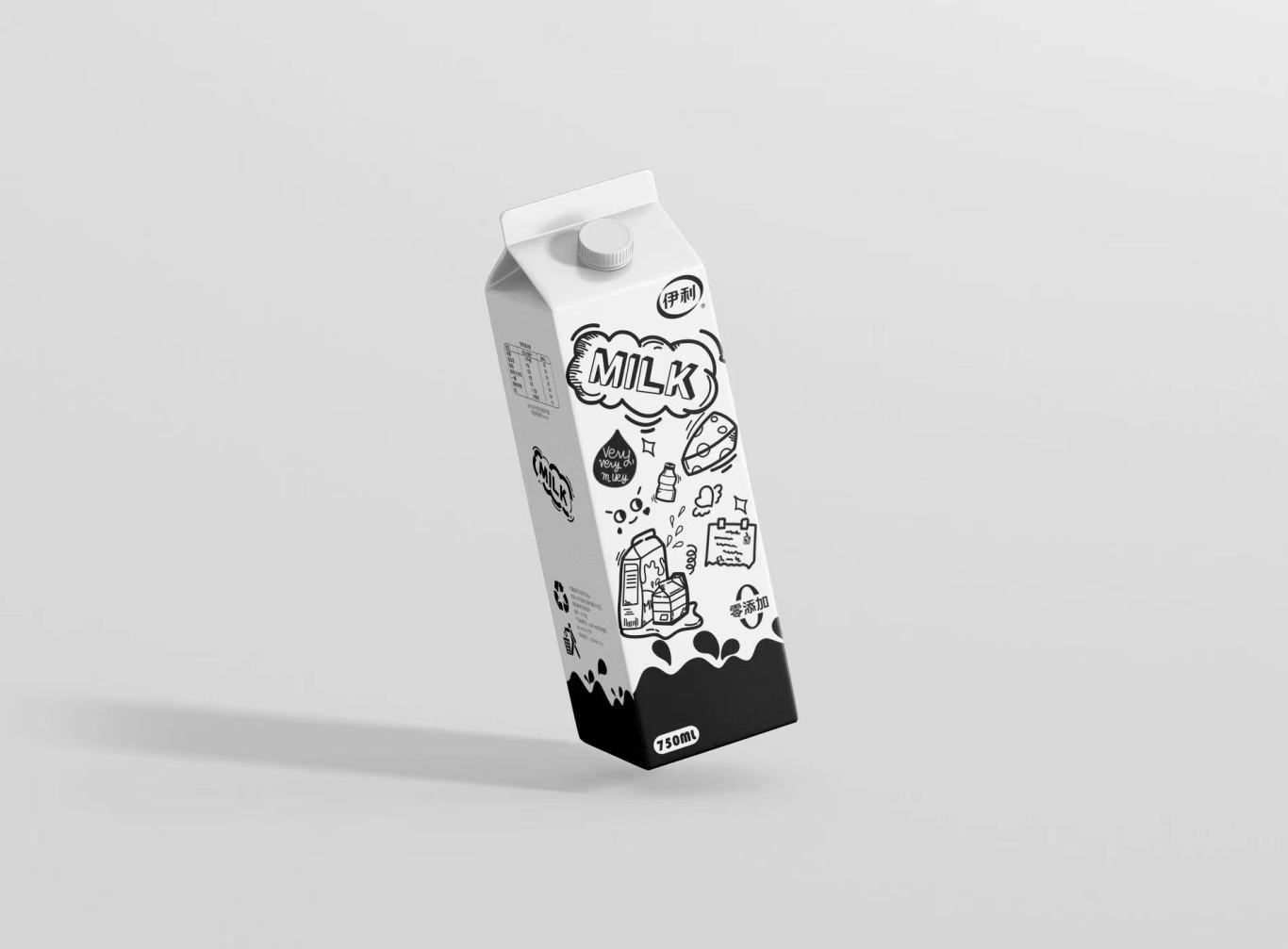 伊利无添加纯牛奶包装设计图6