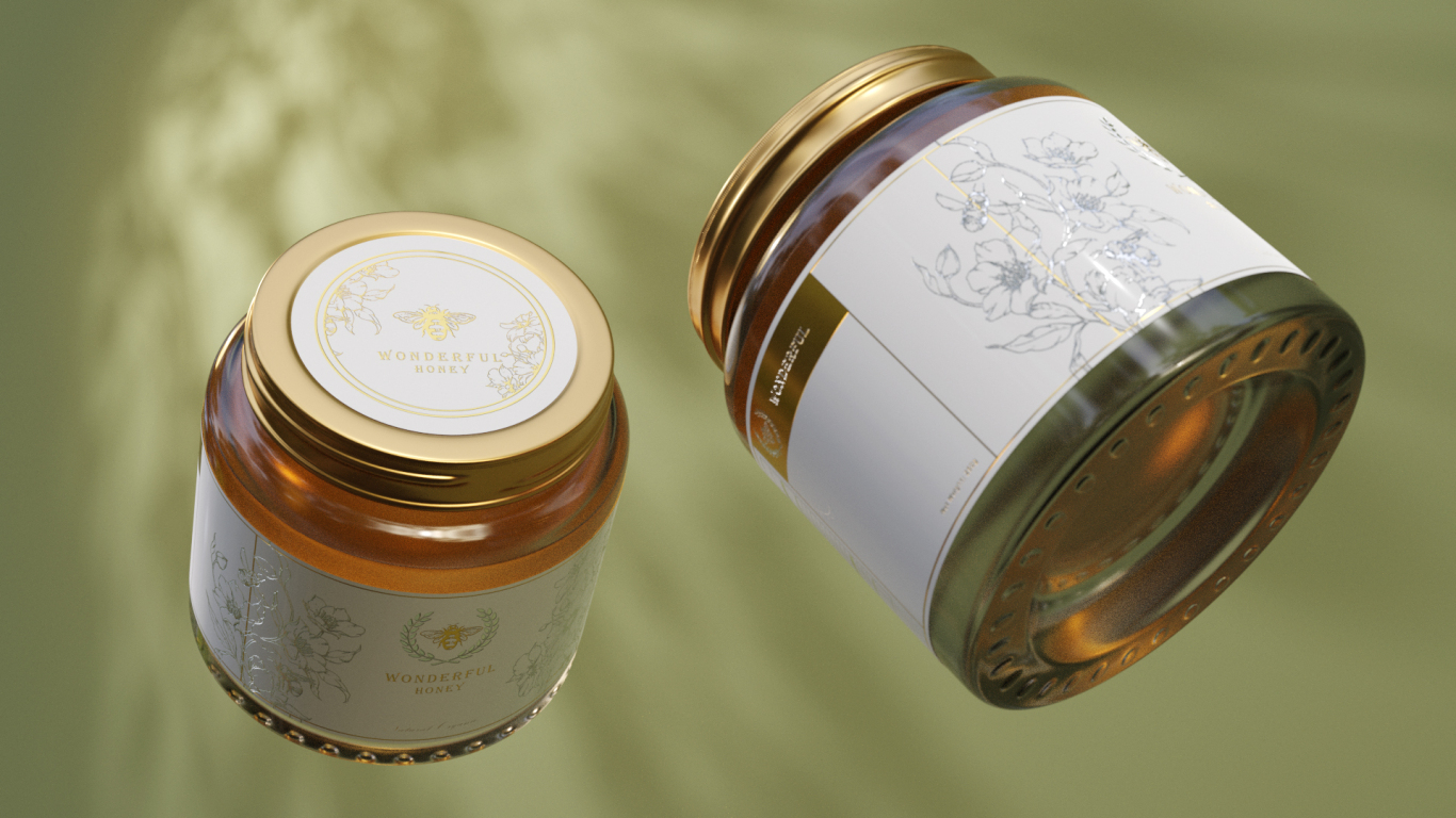 WONDERFUL HONEY蜂蜜 包装设计 建模渲染效果图2