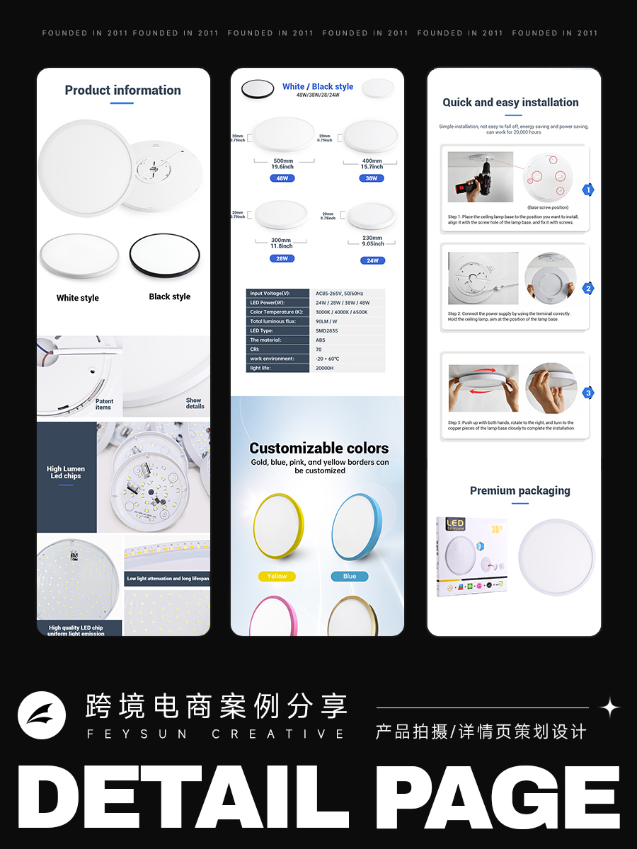 跨境電商各類日用燈詳情頁策劃設計圖3