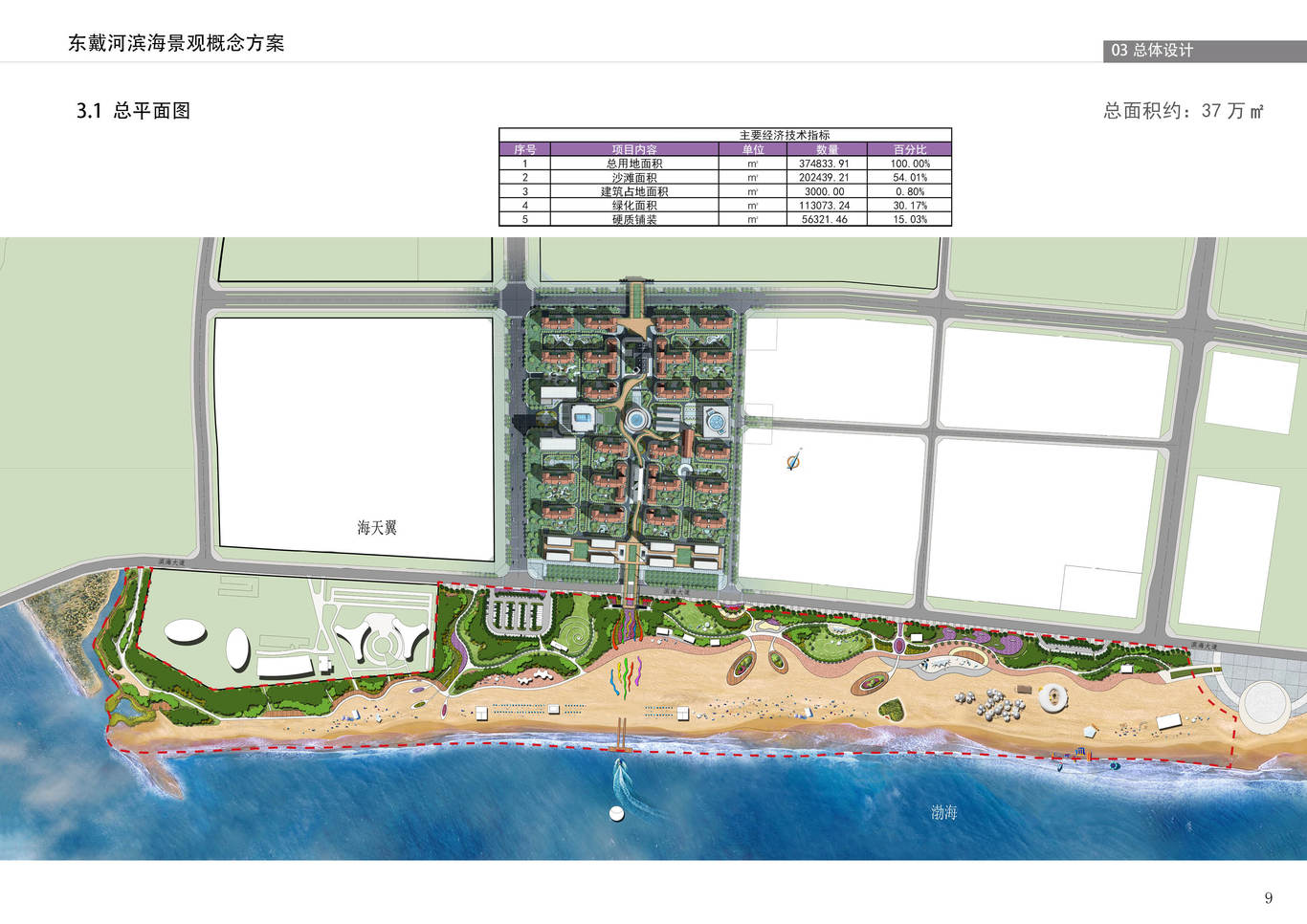 葫芦岛市东戴河国际医疗康养产业园区基础设施工程（滨海景观概念方案）图1